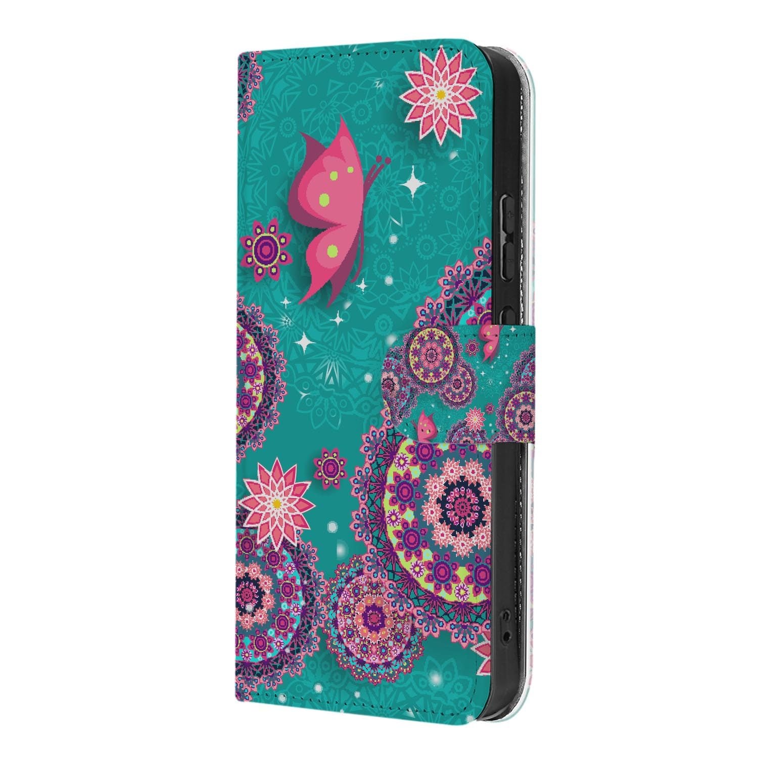 OPPO Reno15 bookcase hoesje Cirkels en Vlinders – hoesje half opengeklapt