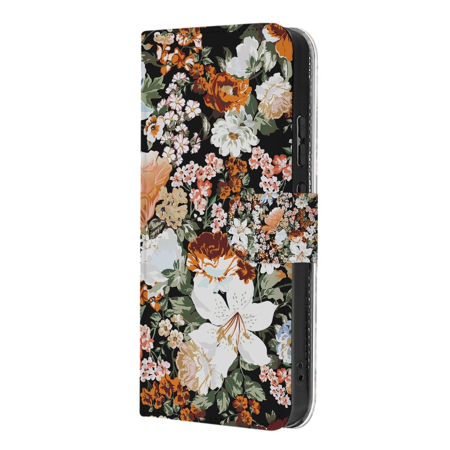 OPPO Reno15 bookcase hoesje Dark Flowers – zijkant met magneetsluiting