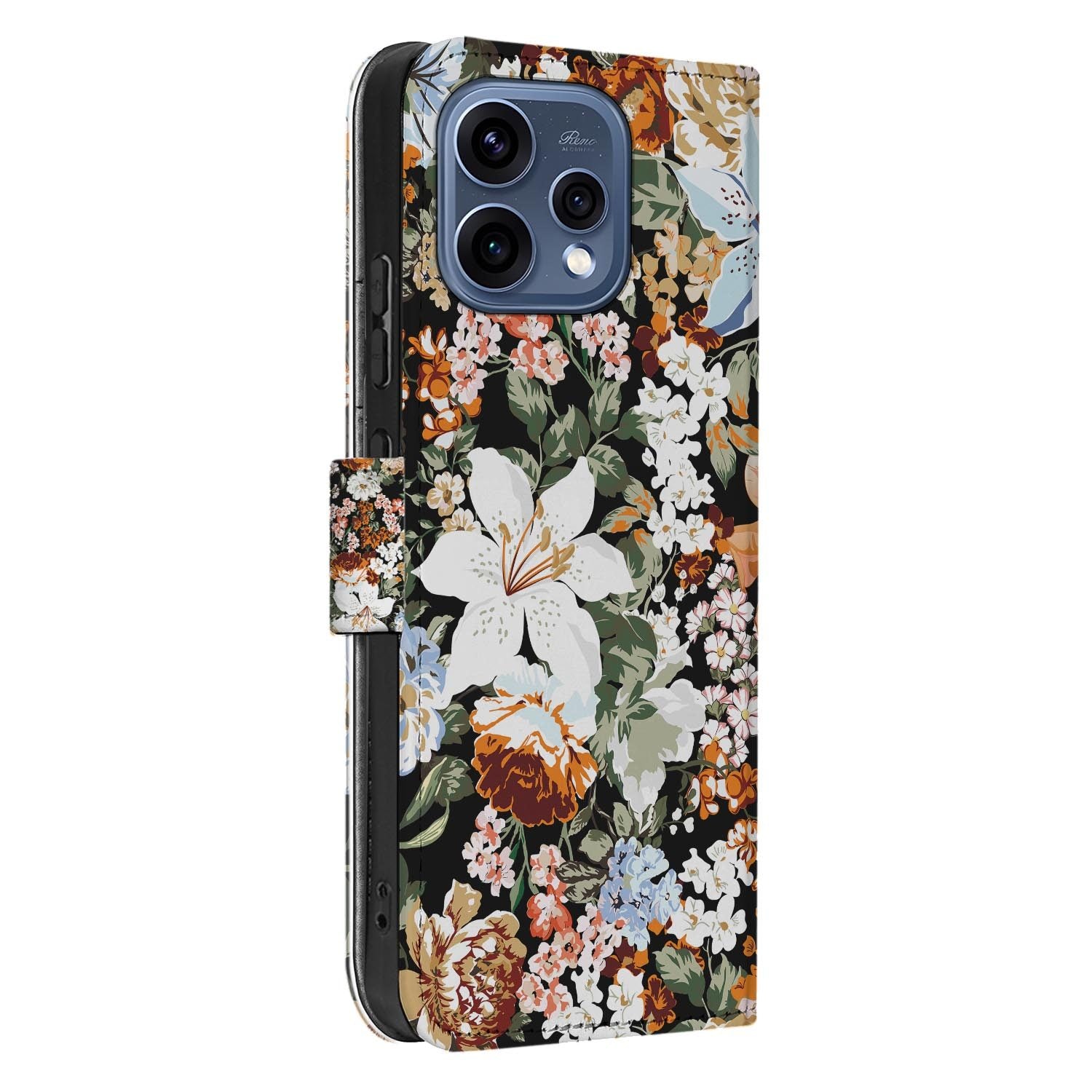 OPPO Reno15 bookcase hoesje Dark Flowers – binnenzijde met TPU-houder