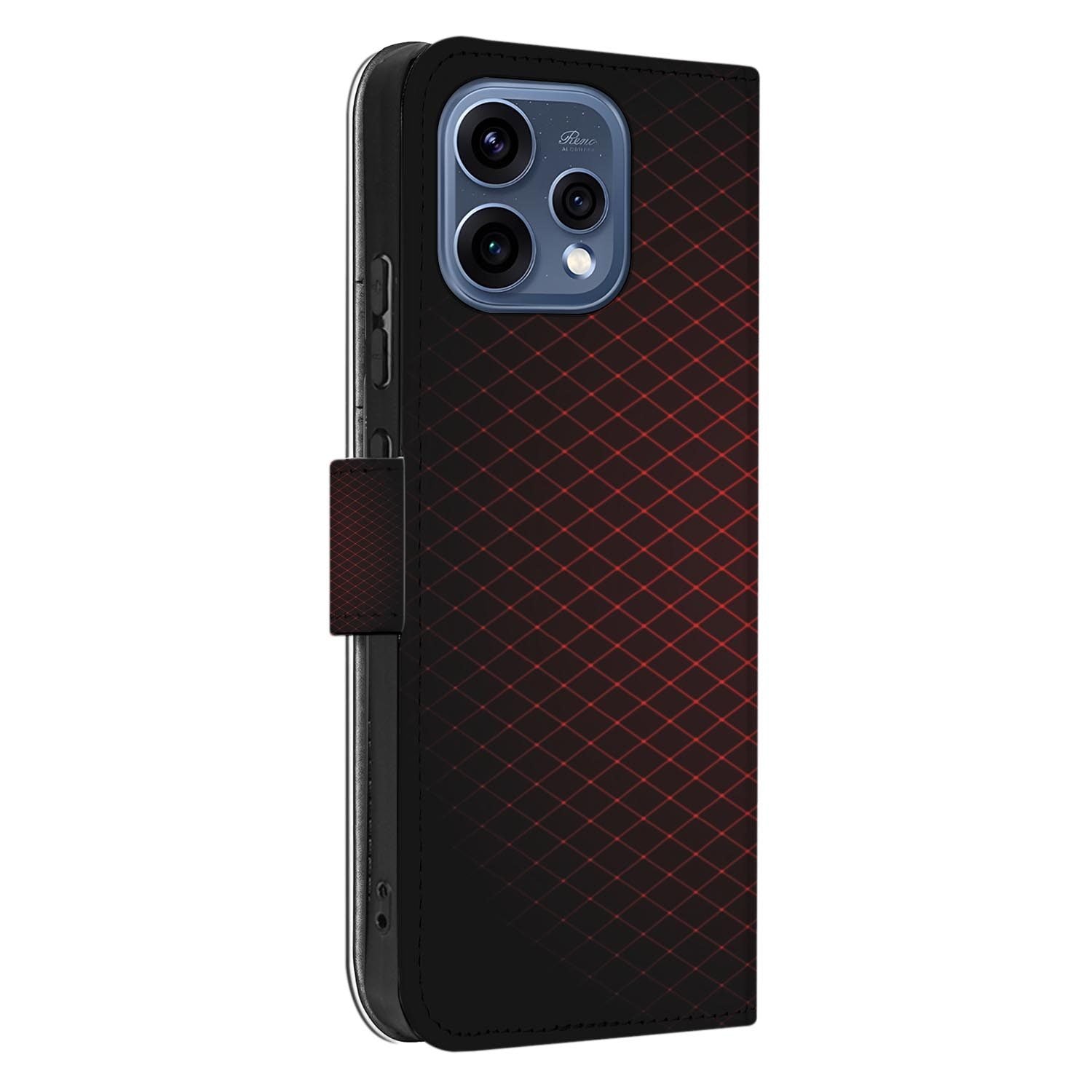 OPPO Reno15 wallet hoesje Geruit Rood – randafwerking en stiksel