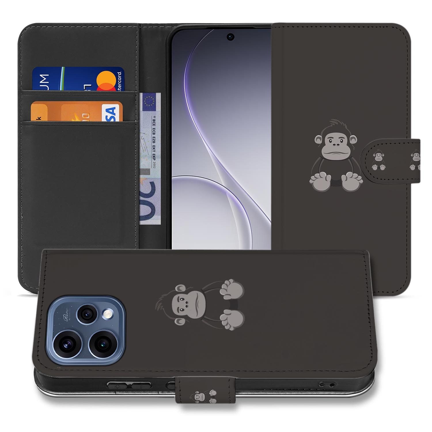 OPPO Reno15 portemonnee hoesje Gorilla – print over de volledige klep
