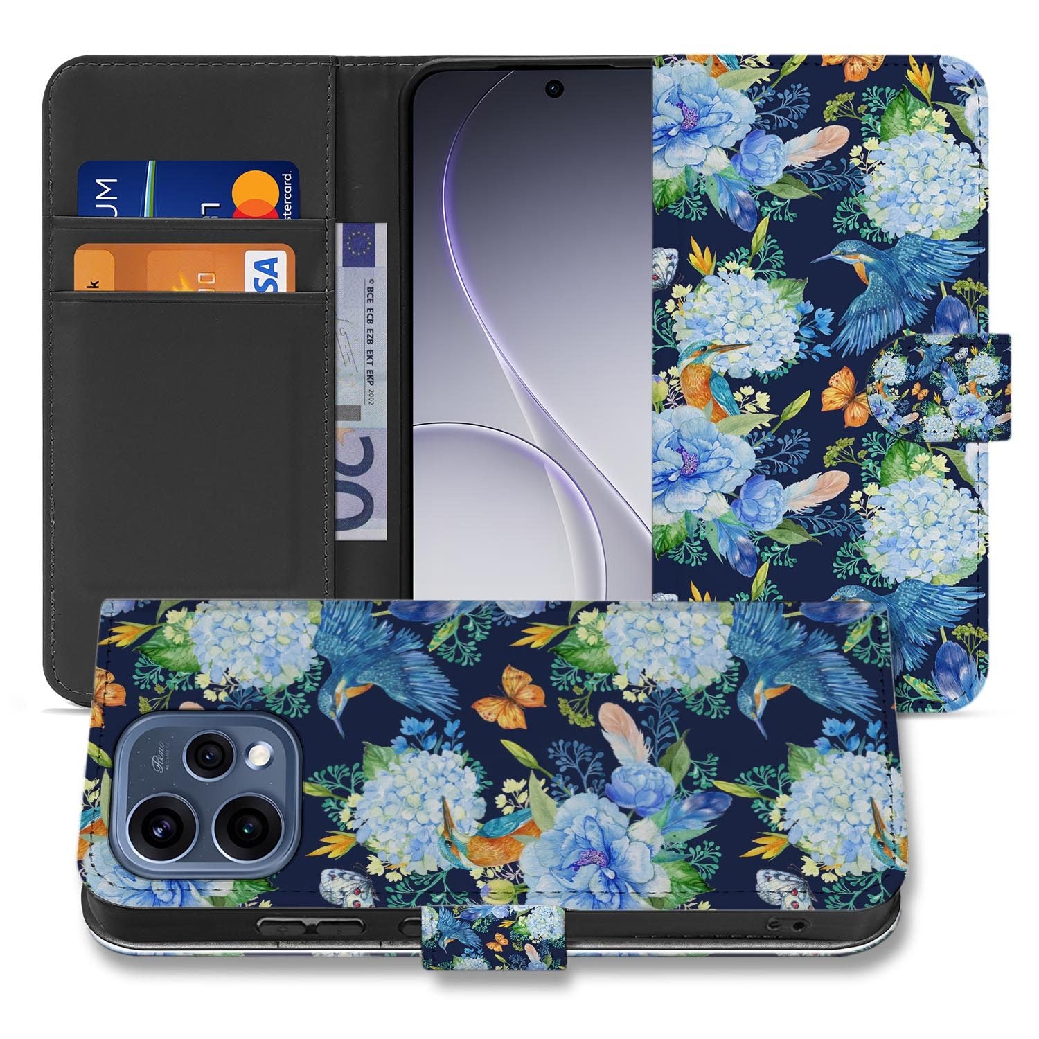 OPPO Reno15 boekhoesje IJsvogel – hoesje half opengeklapt