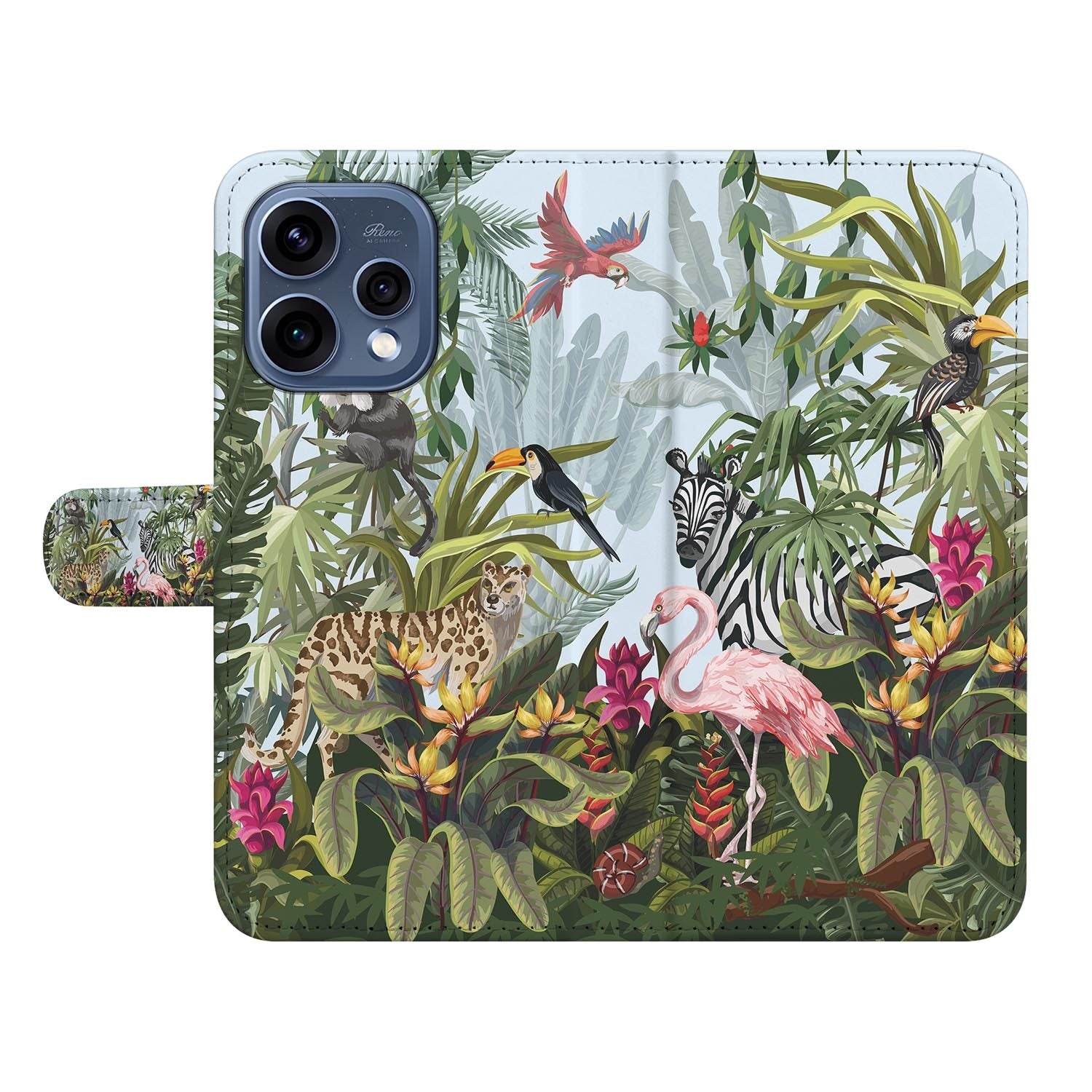 OPPO Reno15 wallet hoesje Jungle – print over de volledige klep