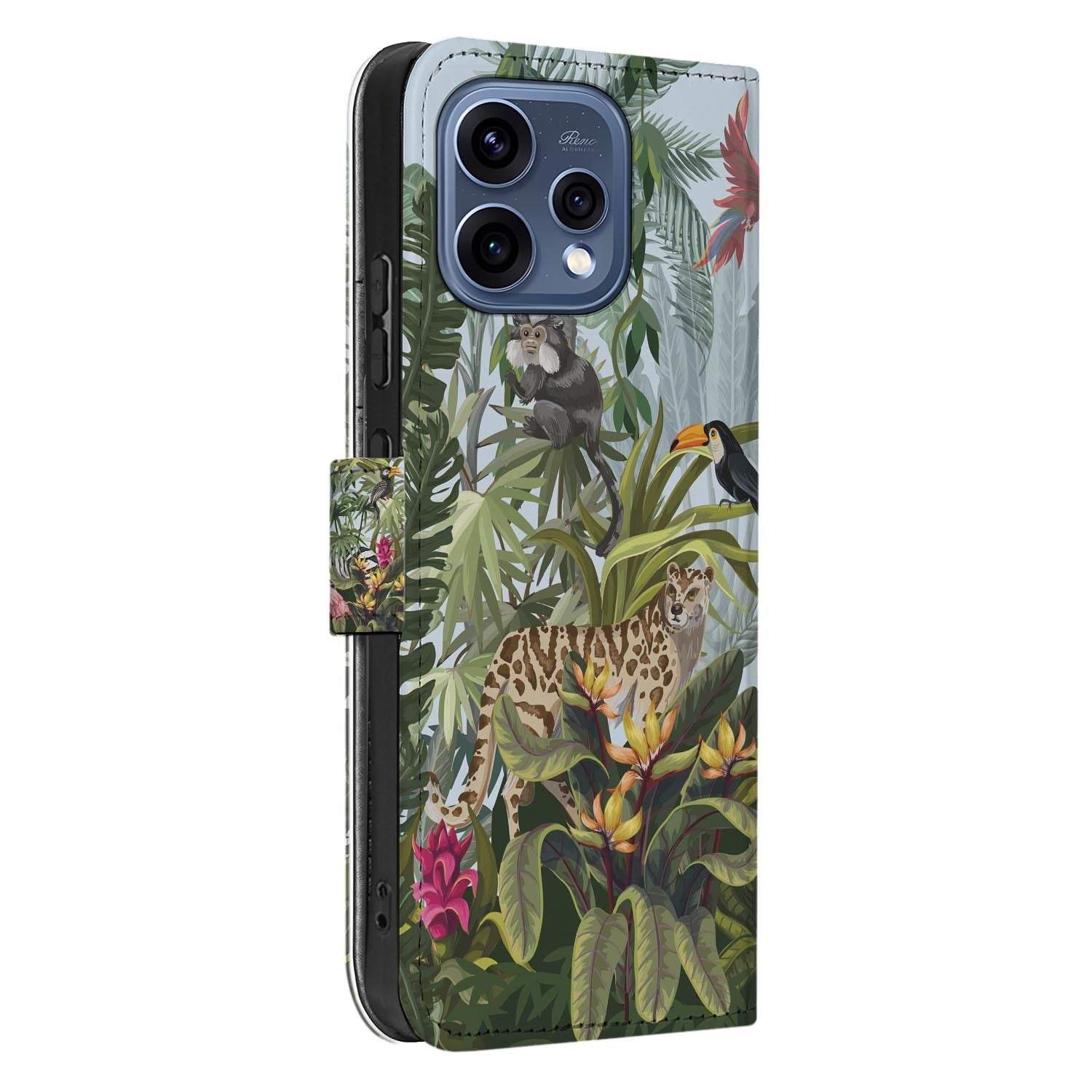 OPPO Reno15 wallet hoesje Jungle – detail van de print