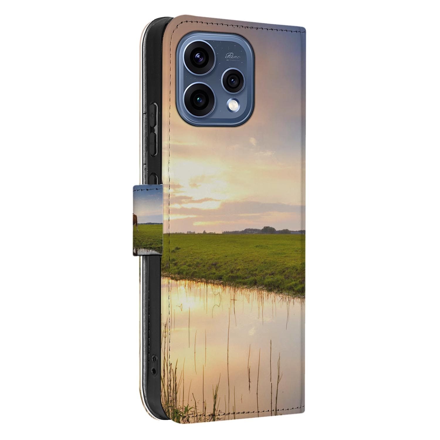 OPPO Reno15 bookcase hoesje Koeienprint – hoesje half opengeklapt