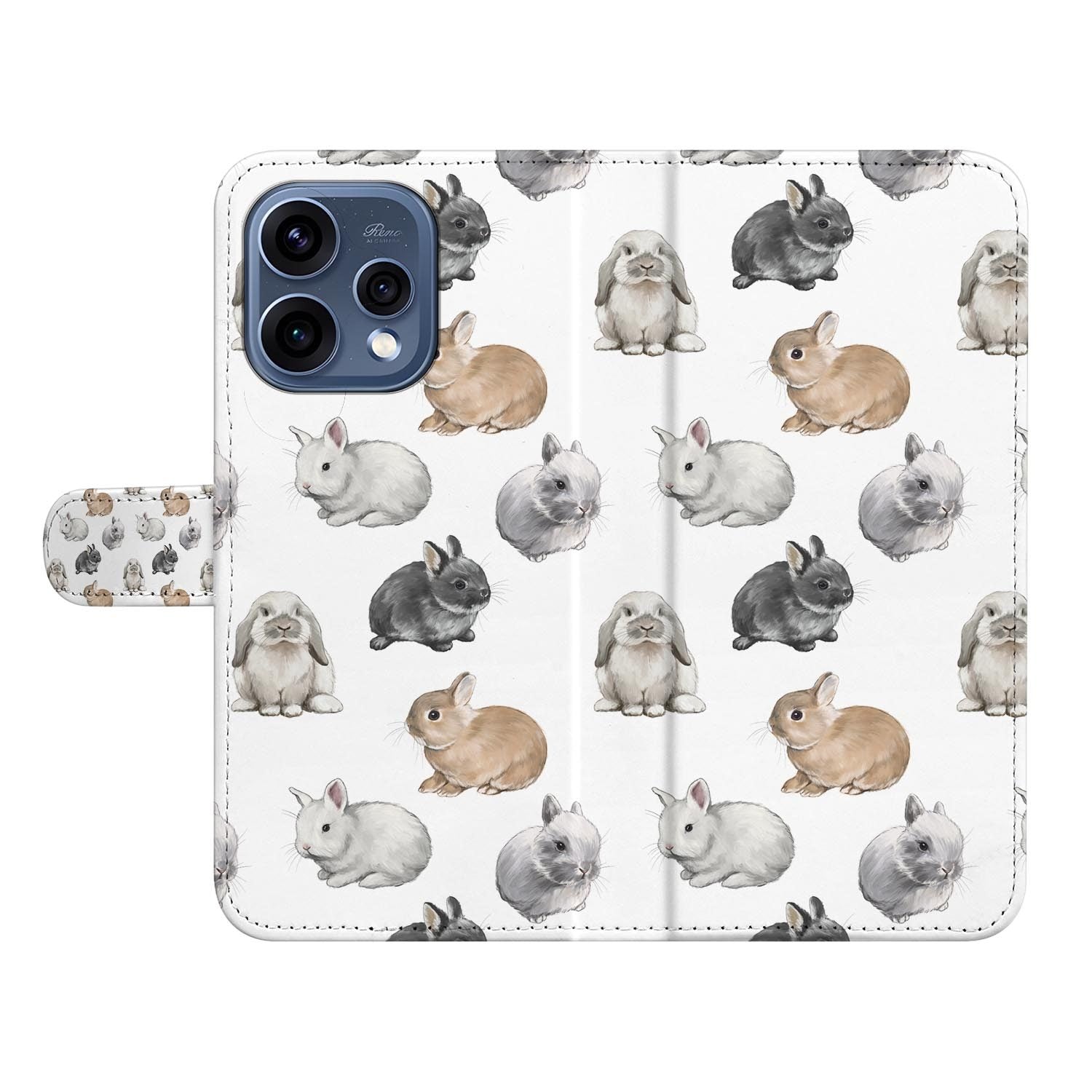 OPPO Reno15 wallet hoesje Konijntjes – print over de volledige klep