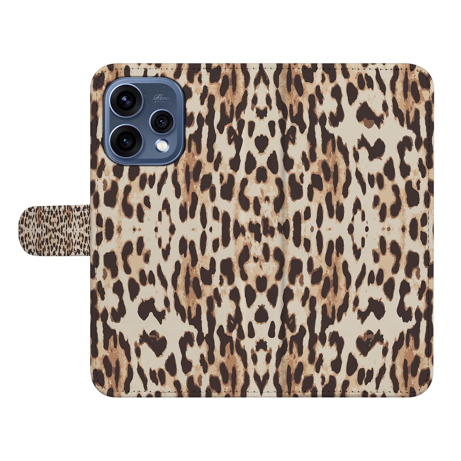 OPPO Reno15 portemonnee hoesje Luipaardprint Goud – opengeslagen met de pasjesvakken