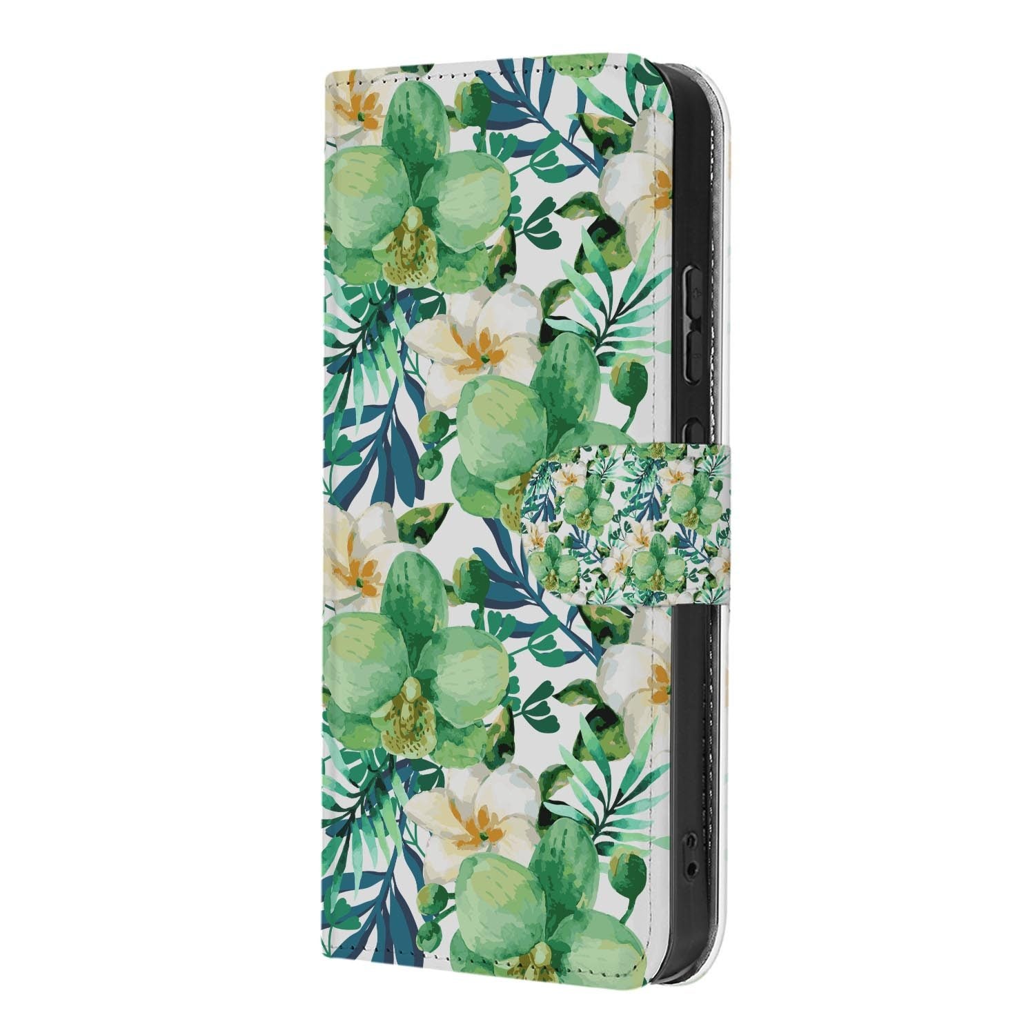 OPPO Reno15 portemonnee hoesje Orchidee Groen – zijkant met magneetsluiting