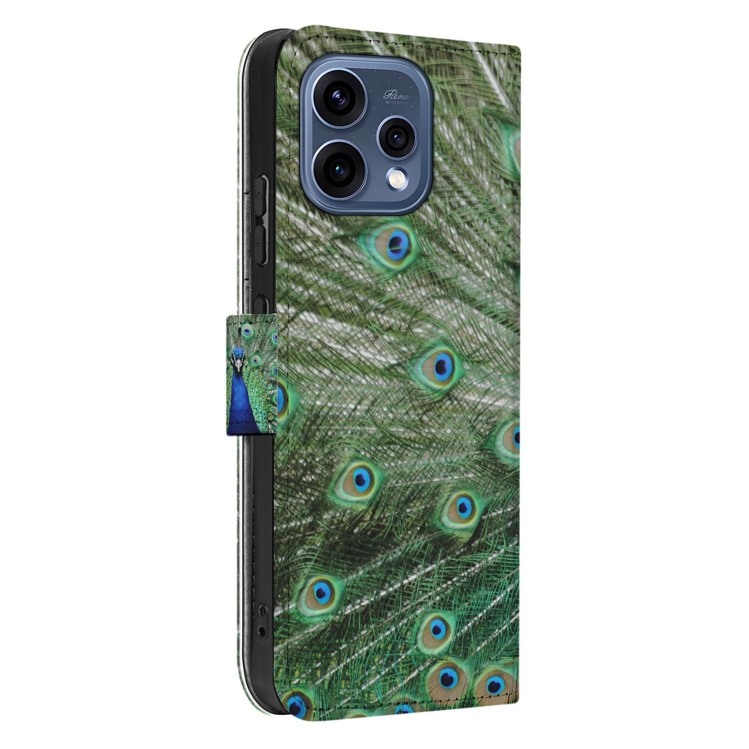 OPPO Reno15 boekhoesje Pauw – bovenaanzicht van de klep