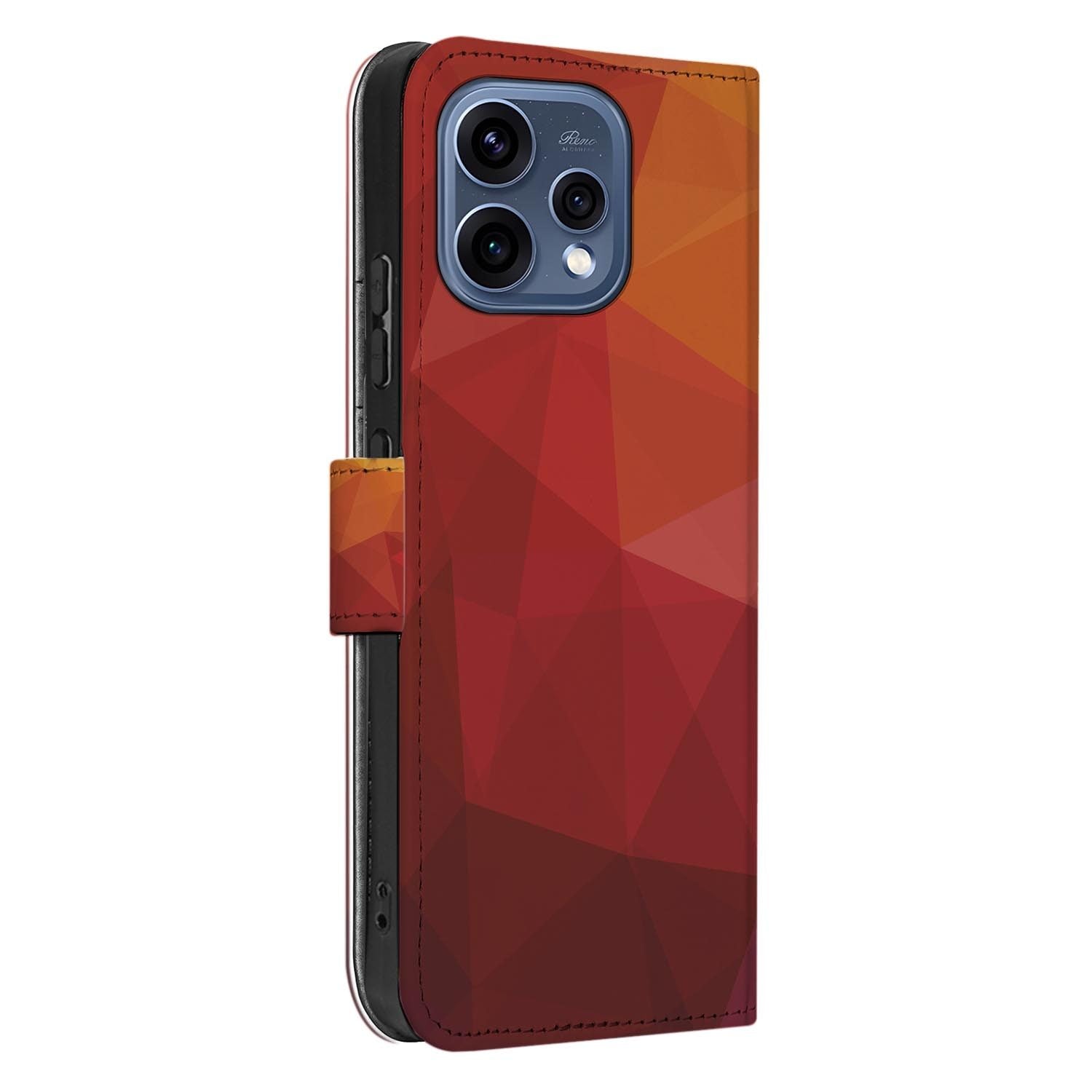OPPO Reno15 boekhoesje Polygon Rood – randafwerking en stiksel