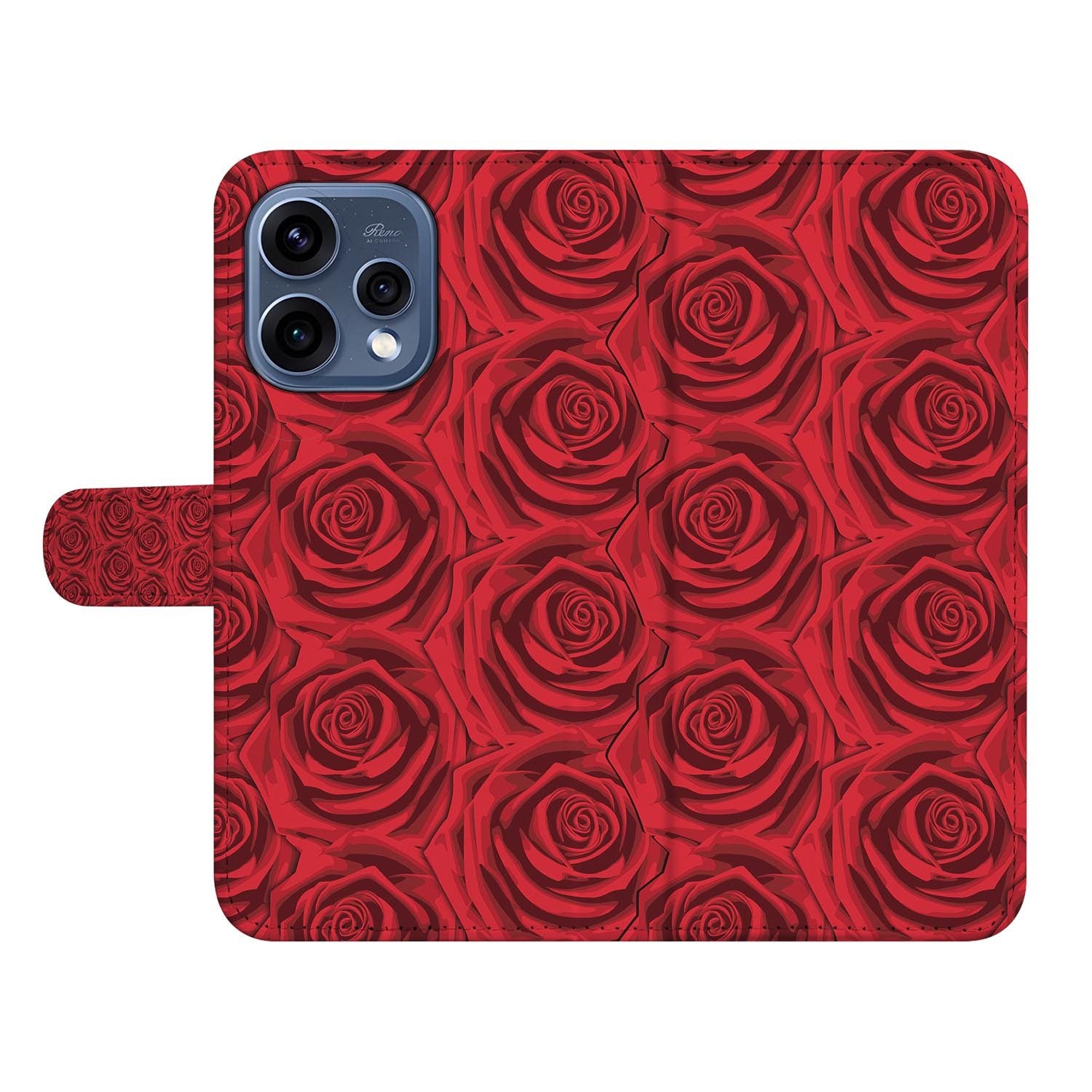 OPPO Reno15 wallet hoesje Red Roses – zijkant met magneetsluiting