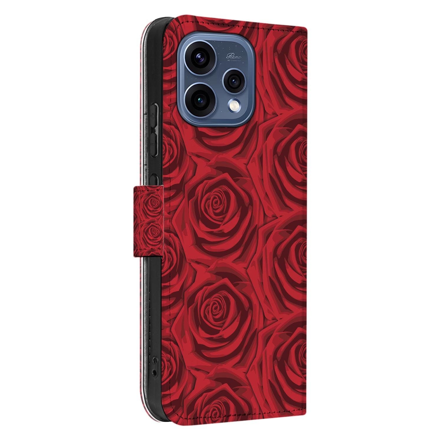 OPPO Reno15 wallet hoesje Red Roses – print over de volledige klep