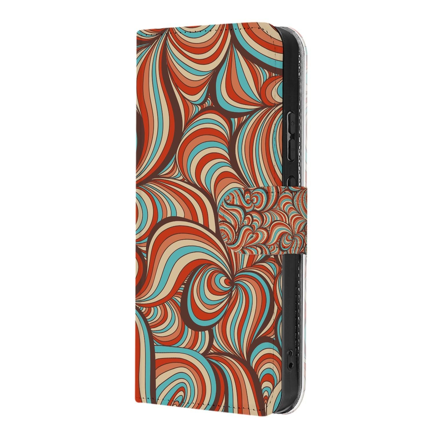 OPPO Reno15 hoesje met pasjeshouder Retro – detail van de print