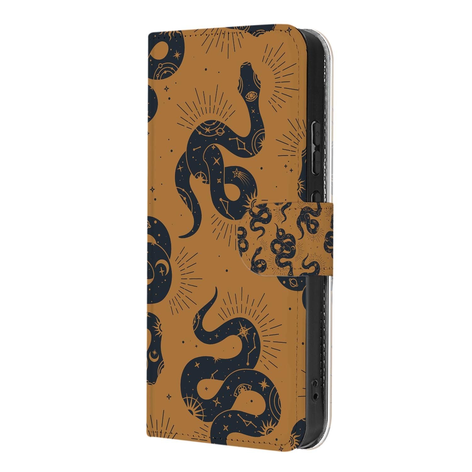 Wallet Hoesje OPPO Reno15 Slangen Bruin met slangenprint en sterke binnenhouder in warm bruin.