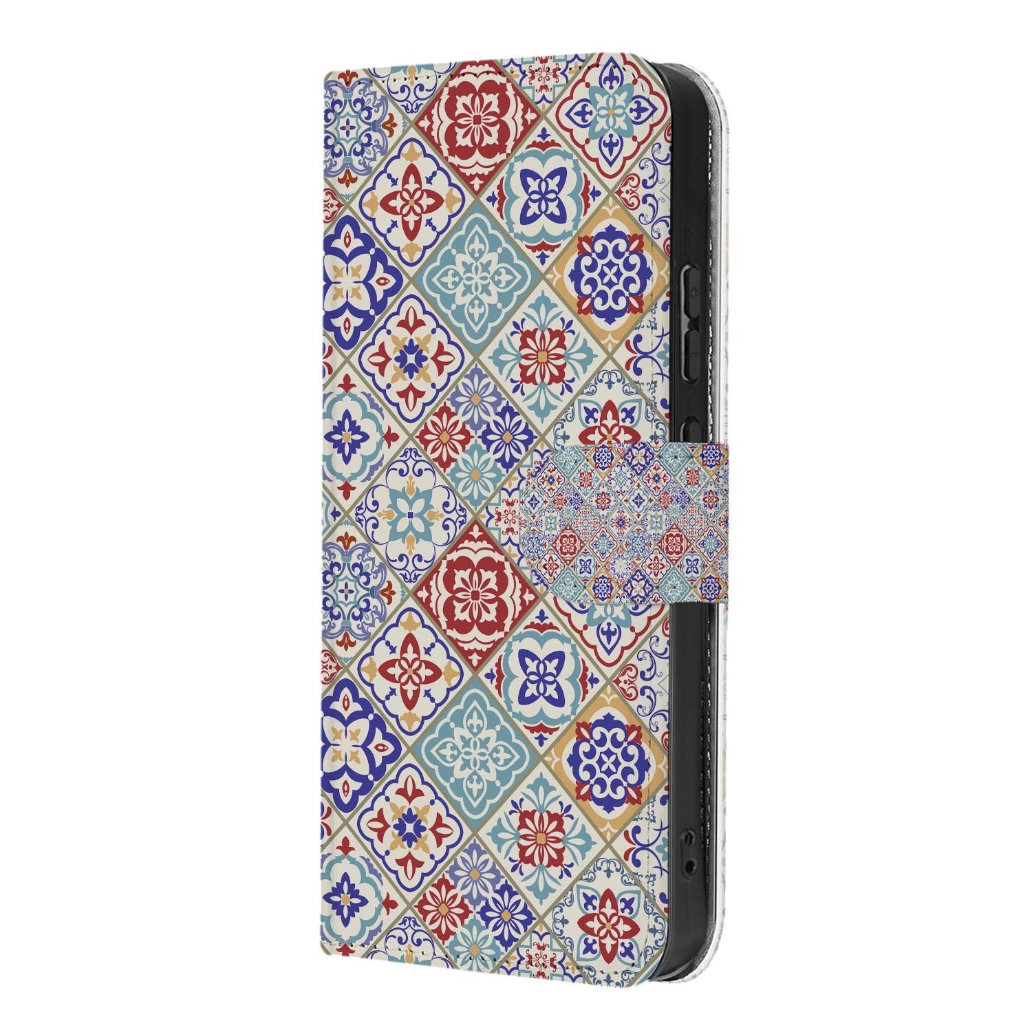 OPPO Reno15 Book Case Hoesje Tegelpatroon met kleurrijke tegels in mediterrane stijl.