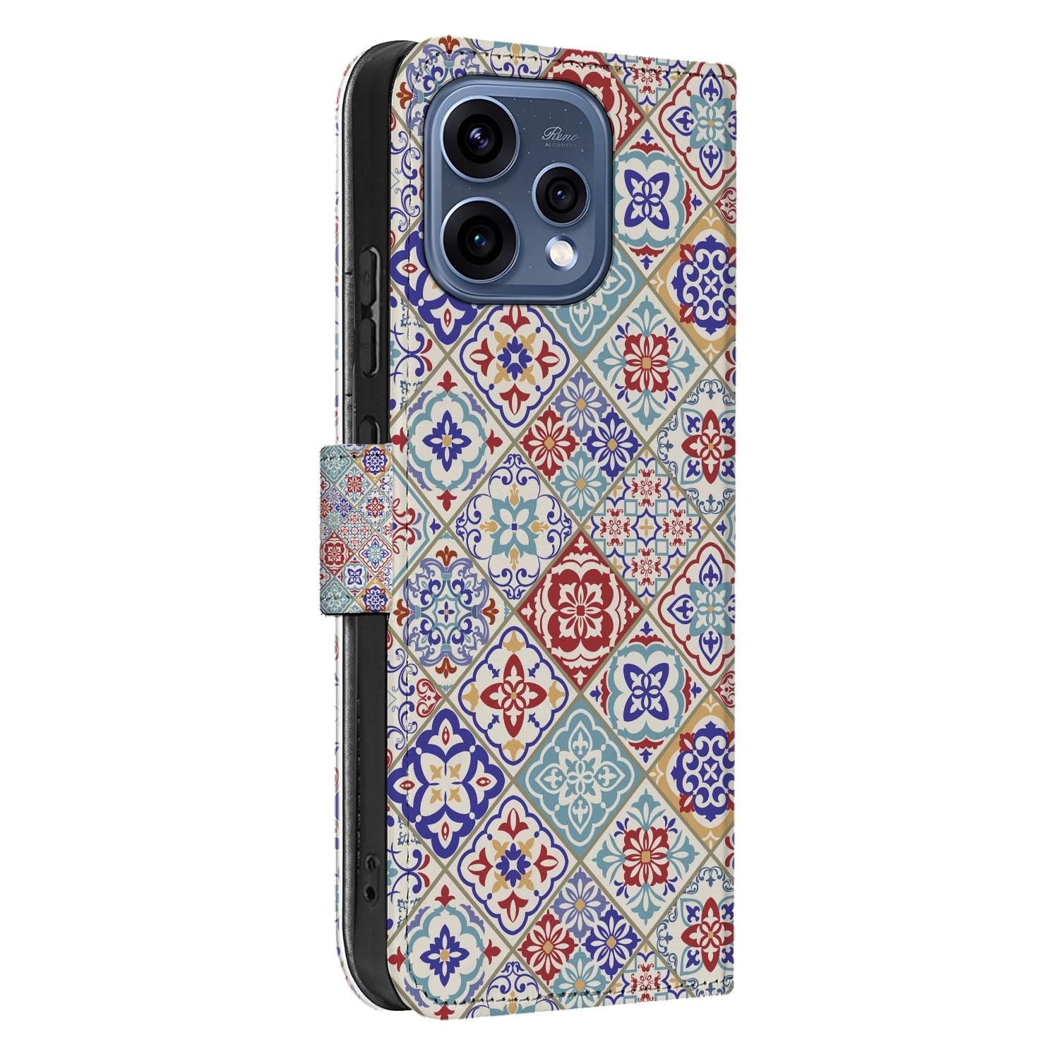 OPPO Reno15 Book Case Hoesje Tegelpatroon met kleurrijk tegelmotief in een strak ontwerp.