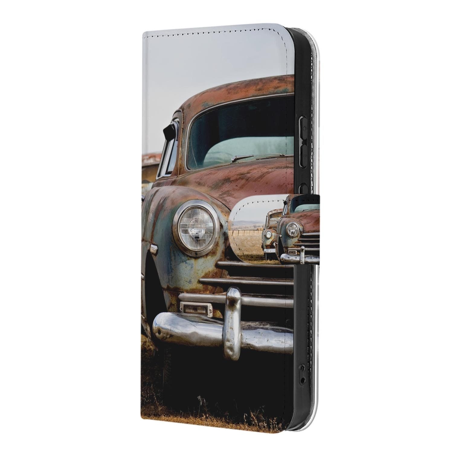 Portemonnee Hoesje OPPO Reno15 Vintage Auto met afbeelding van een klassieke auto in vervaagde kleuren