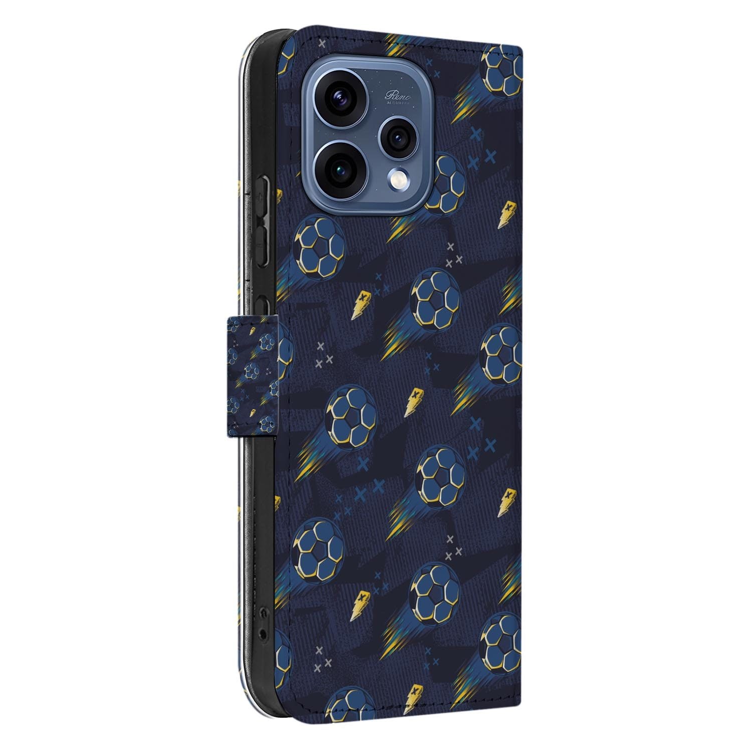 OPPO Reno15 bookcase hoesje Voetbal – zijkant met magneetsluiting