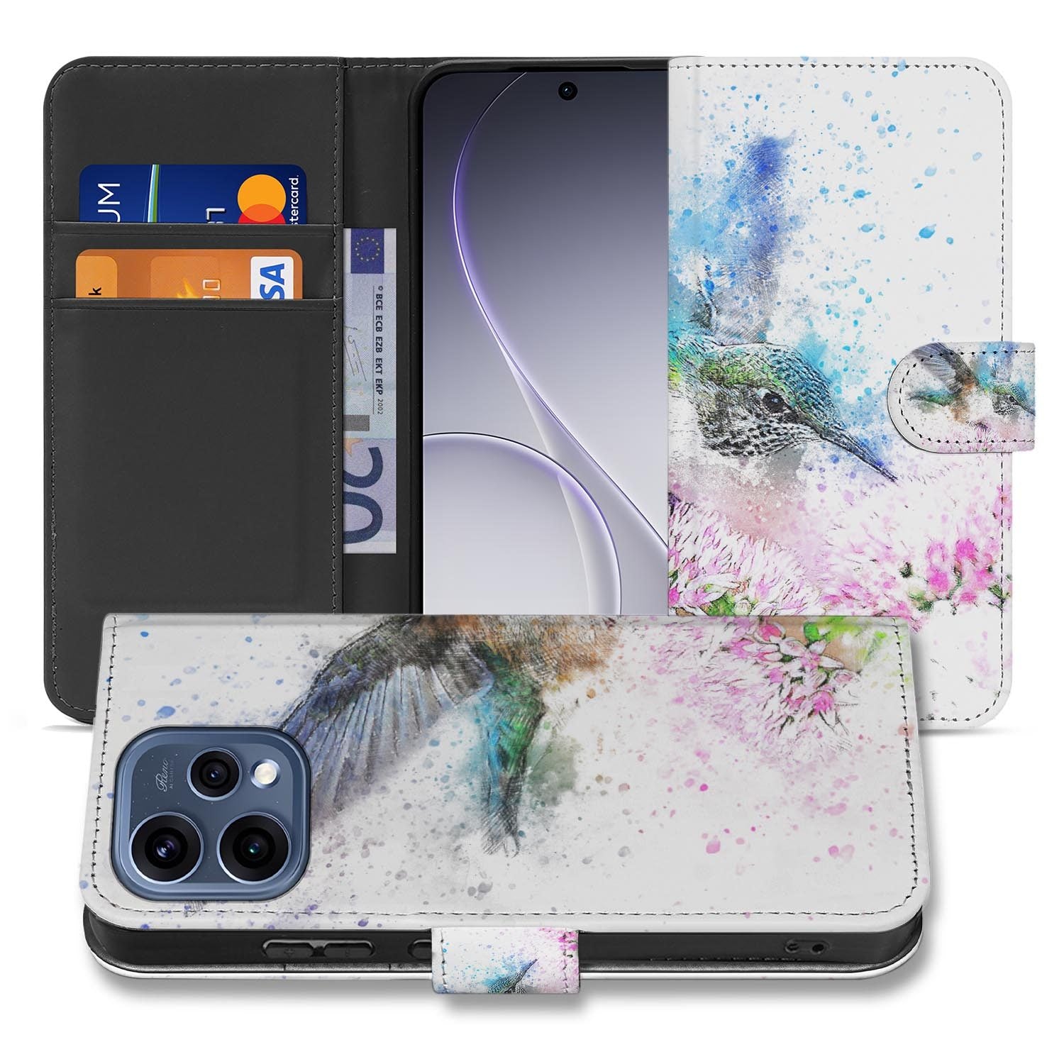 OPPO Reno15 bookcase hoesje Vogel – randafwerking en stiksel