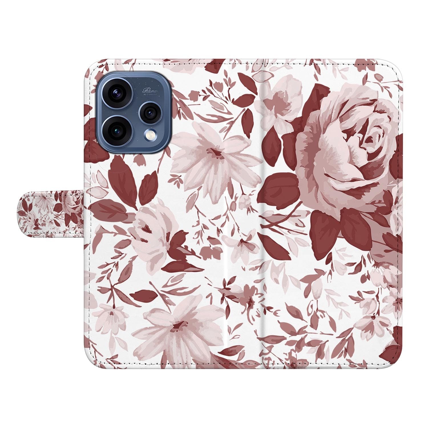 OPPO Reno15 boekhoesje Watercolor Flowers – gesloten vooraanzicht