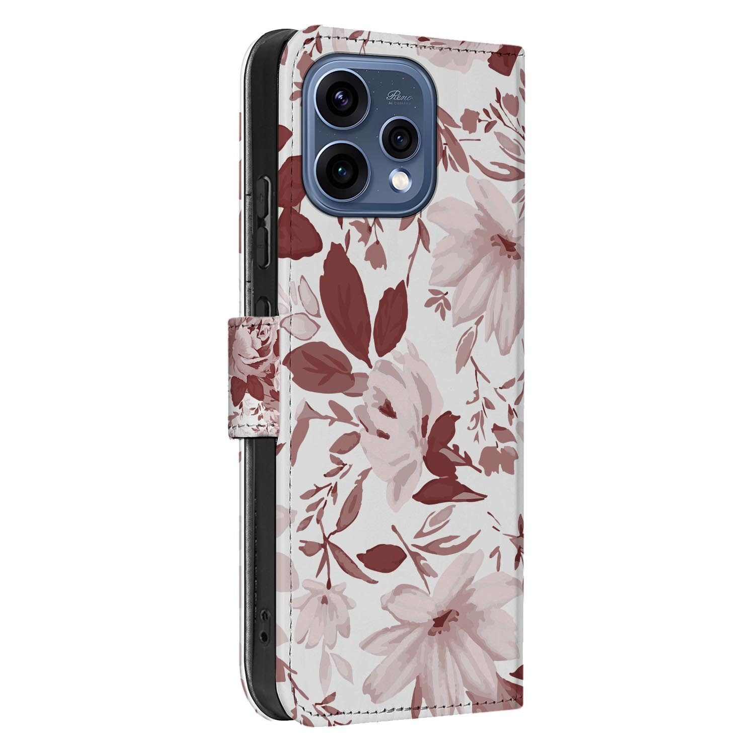OPPO Reno15 boekhoesje Watercolor Flowers – hoesje half opengeklapt