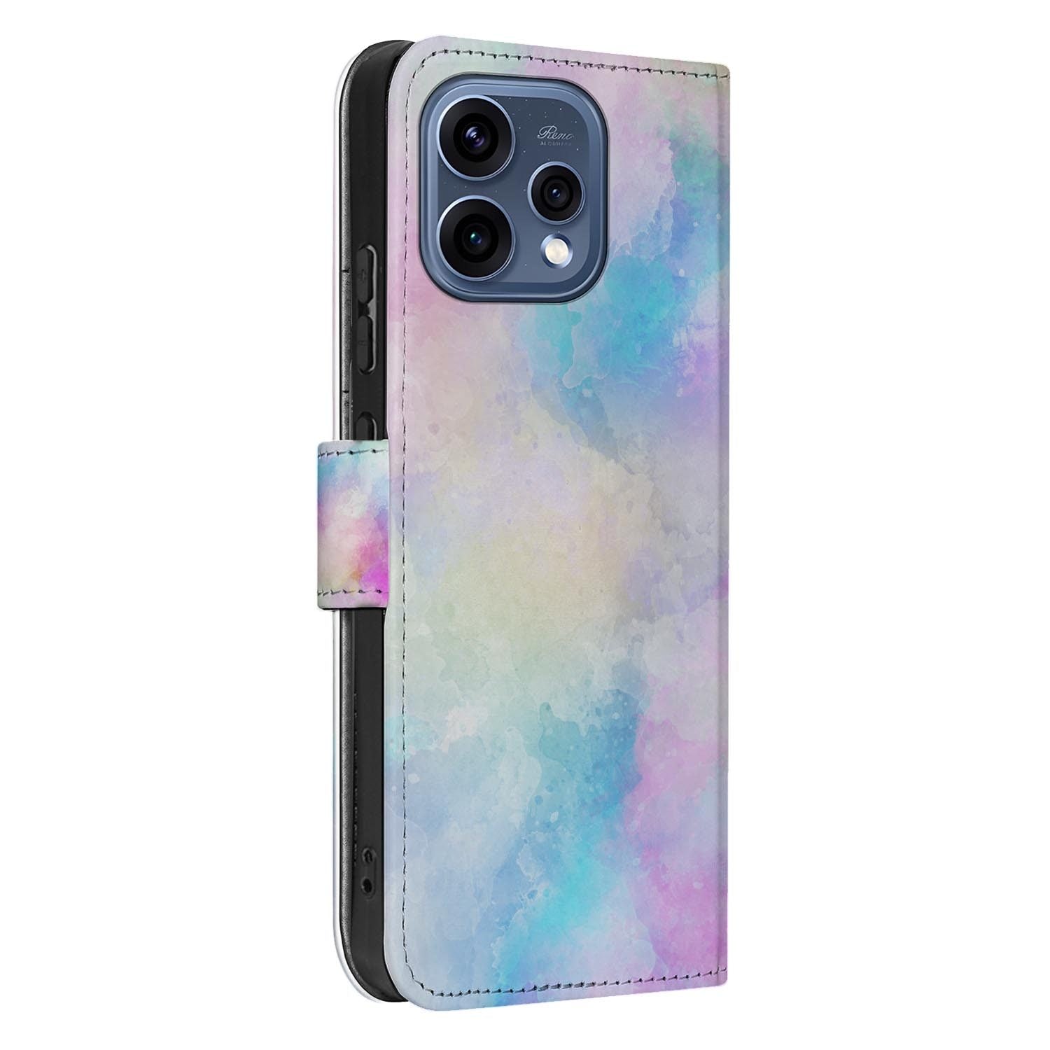 OPPO Reno15 wallet hoesje Watercolor Light – achterkant met camera-uitsparing