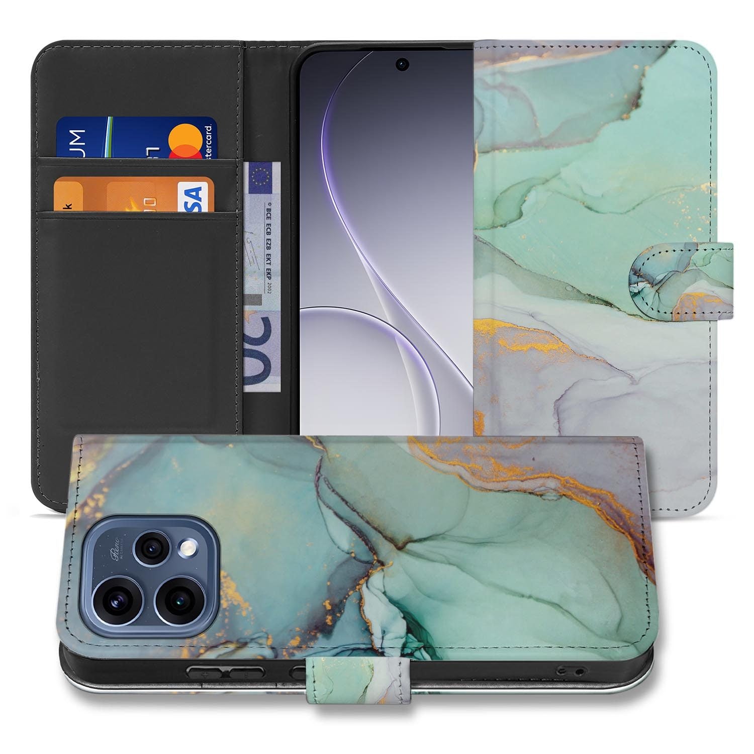 OPPO Reno15 portemonnee hoesje Watercolor Mix – binnenzijde met TPU-houder