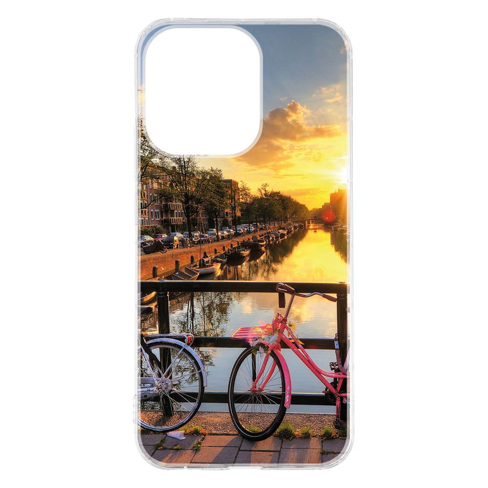 Amsterdamse Grachten hoesje om een OPPO Reno15, gezien vanaf de zijkant