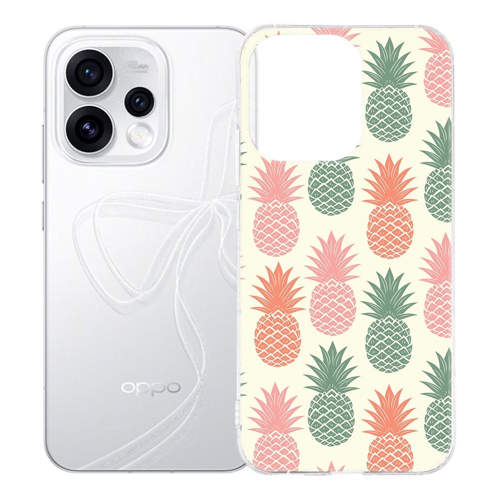 OPPO Reno15 TPU hoesje met ananasprint in rose, groen en beige