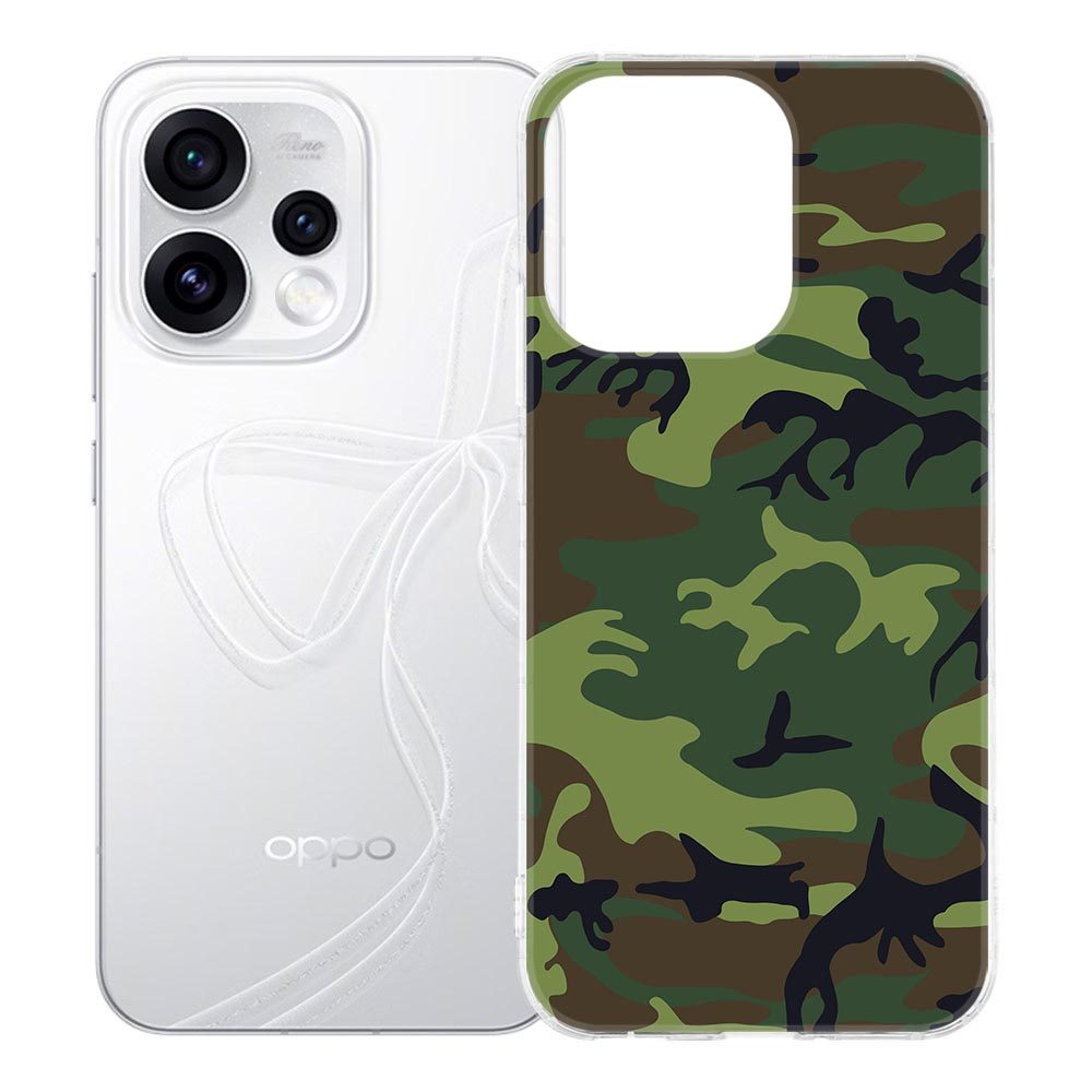 OPPO Reno15 siliconen hoesje met Army Dark camouflageprint in groen en bruin