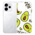 Achterkant van het OPPO Reno15 hoesje Avocado Singing met zingende avocado in groen en wit