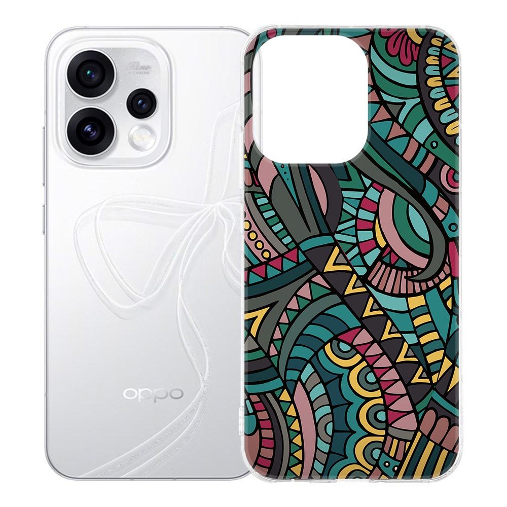 OPPO Reno15 telefoonhoesje met kleurrijk Aztec patroon op de achterkant