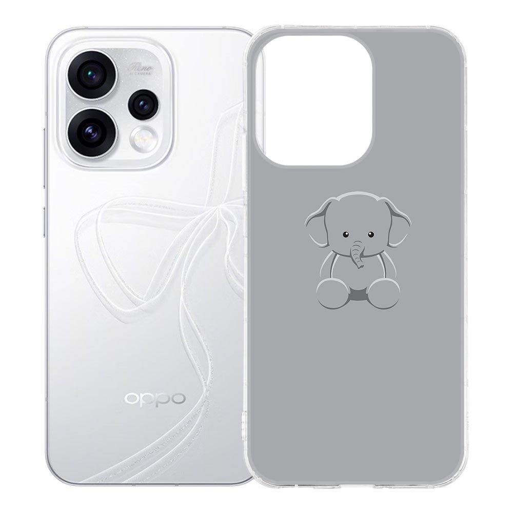 Achterkant van het OPPO Reno15 TPU hoesje Baby Olifant met grijze illustratie