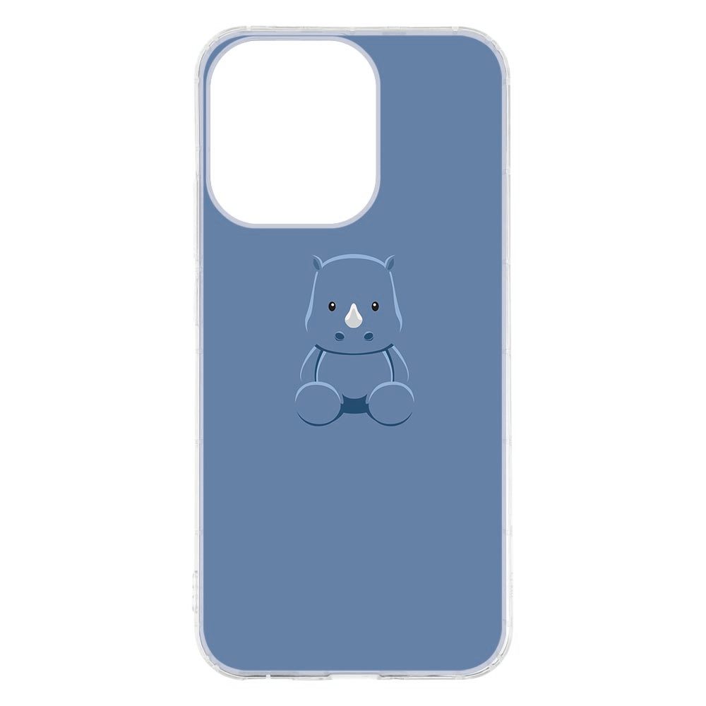 OPPO Reno15 in het blauwe Baby Rhino hoesje, gezien vanaf de zijkant