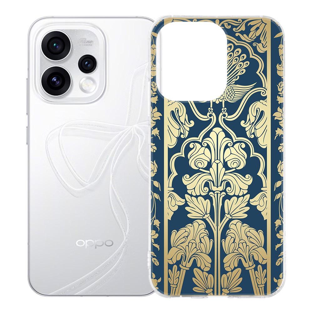 Siliconen hoesje OPPO Reno15 Beige Flowers met beige en groene bloemenprint op de rugzijde