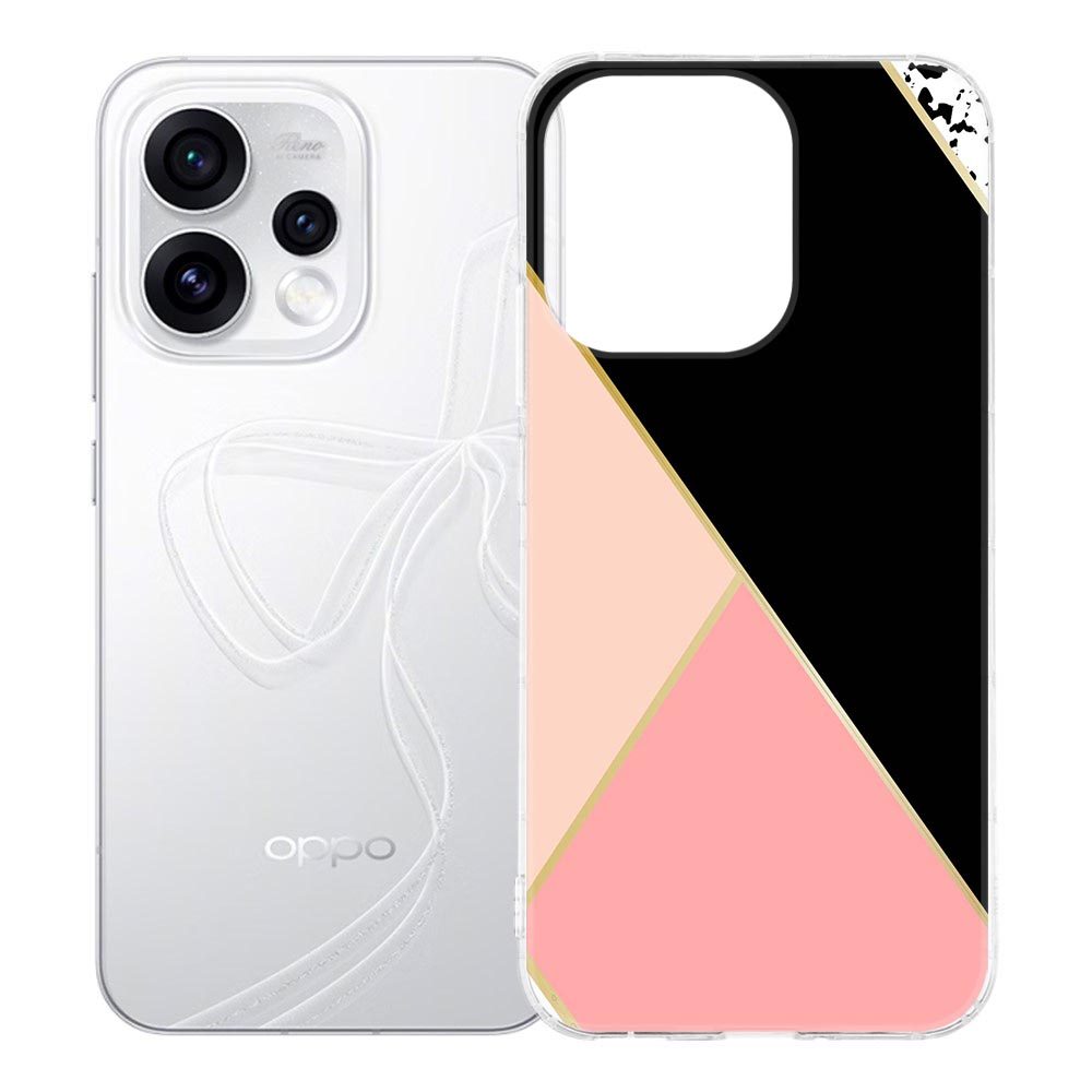 OPPO Reno15 telefoonhoesje Black Pink Shapes met abstracte vormen in zwart en roze