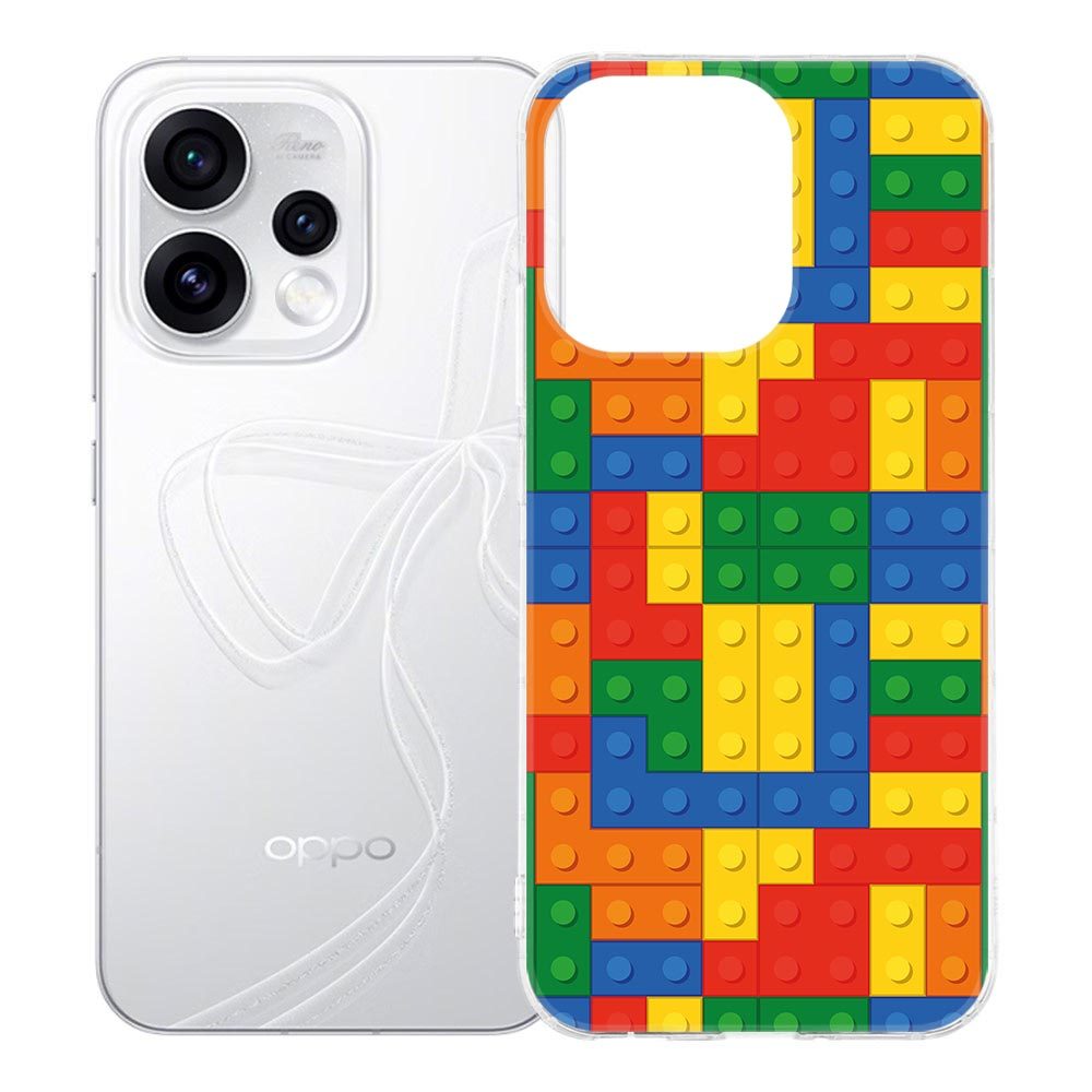 Kleurrijk Blokken hoesje voor de OPPO Reno15, achterzijde met patroon