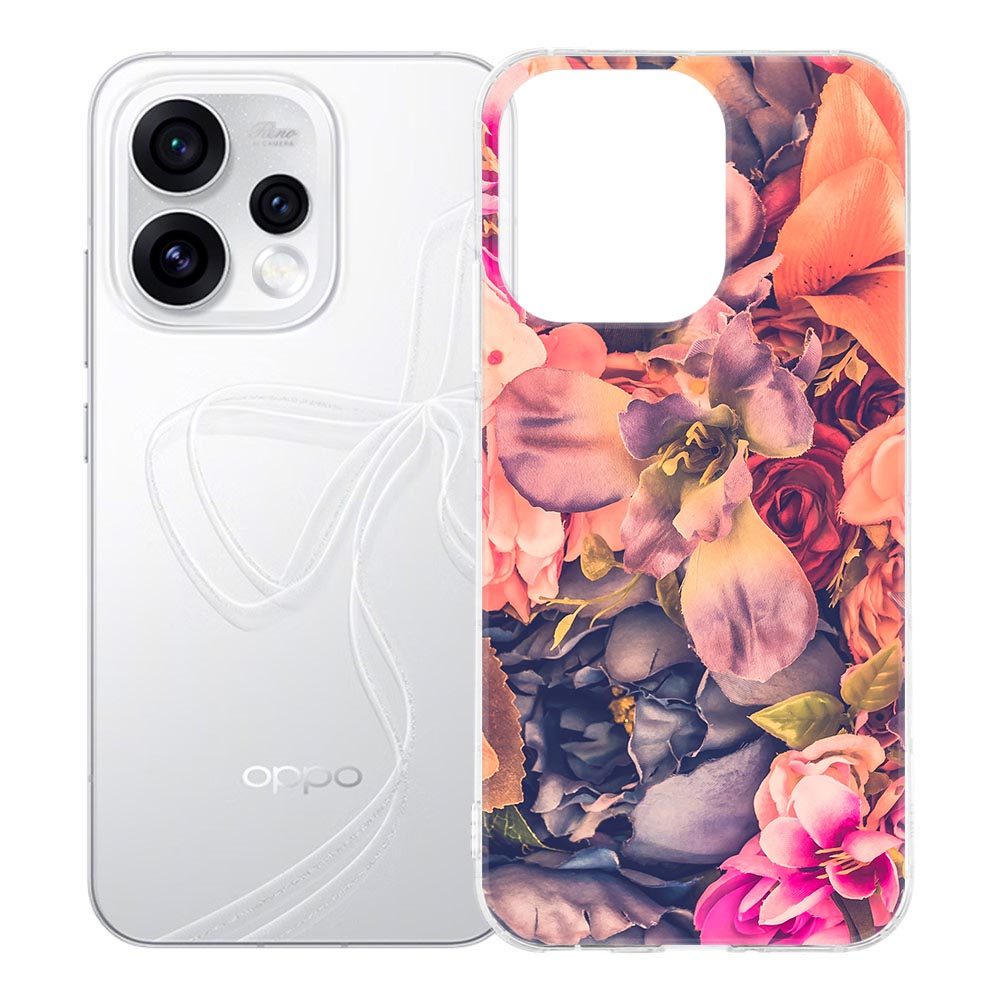 OPPO Reno15 TPU hoesje Bosje Bloemen met roze boeketprint op de achterkant