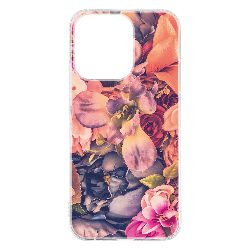 Roze Bosje Bloemen hoesje gemonteerd op een OPPO Reno15, liggend weergegeven