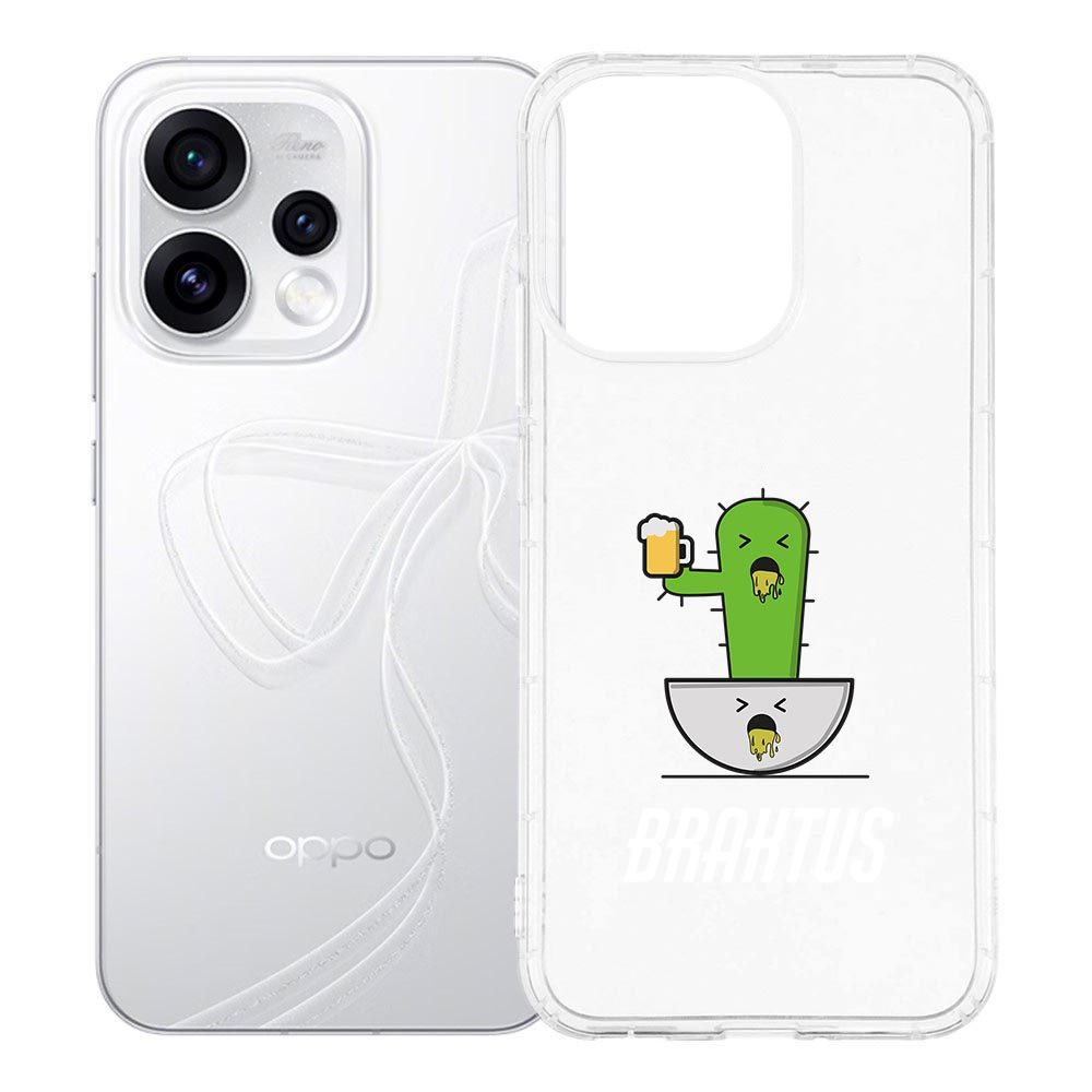 TPU hoesje Braktus voor OPPO Reno15 met groene illustratie op witte ondergrond