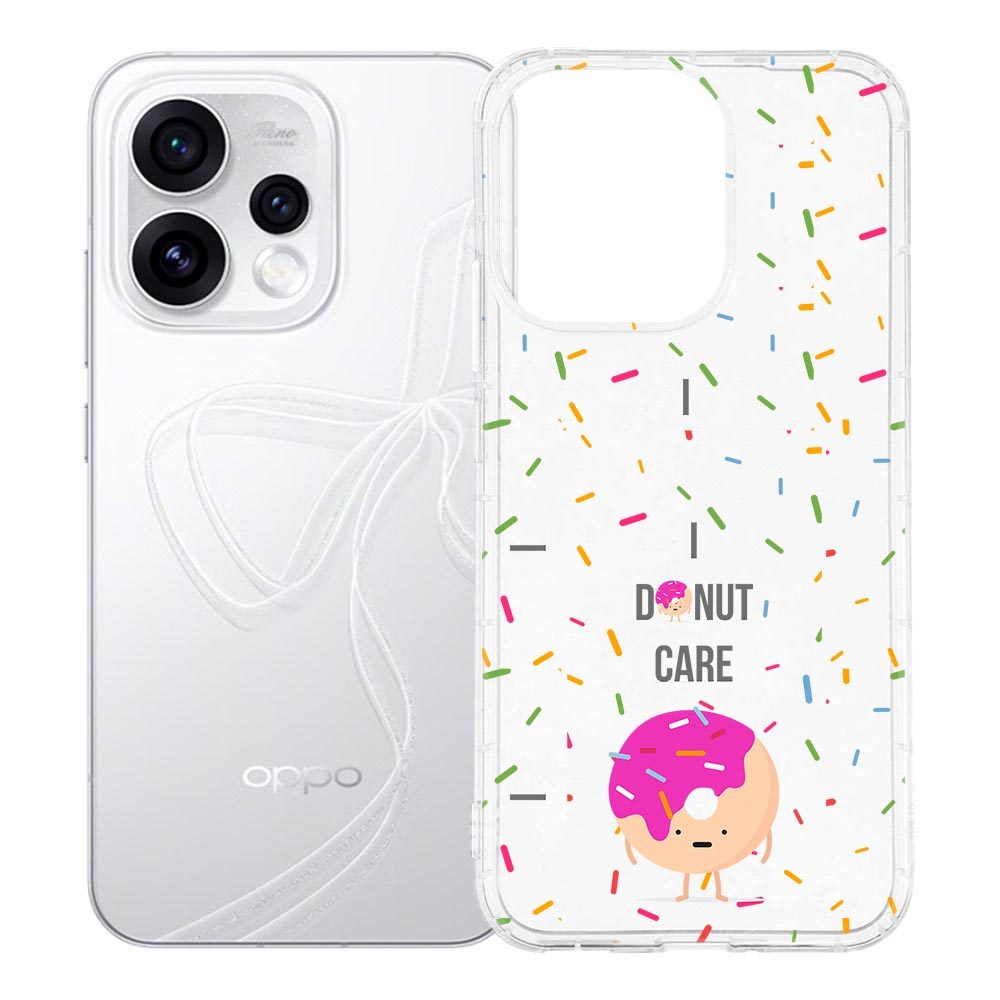 TPU hoesje voor OPPO Reno15 met Donut design: roze geglazuurde donut met spikkels op wit