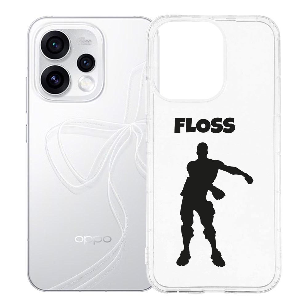 Siliconen hoesje Floss voor de OPPO Reno15 met speelse zwarte illustratie