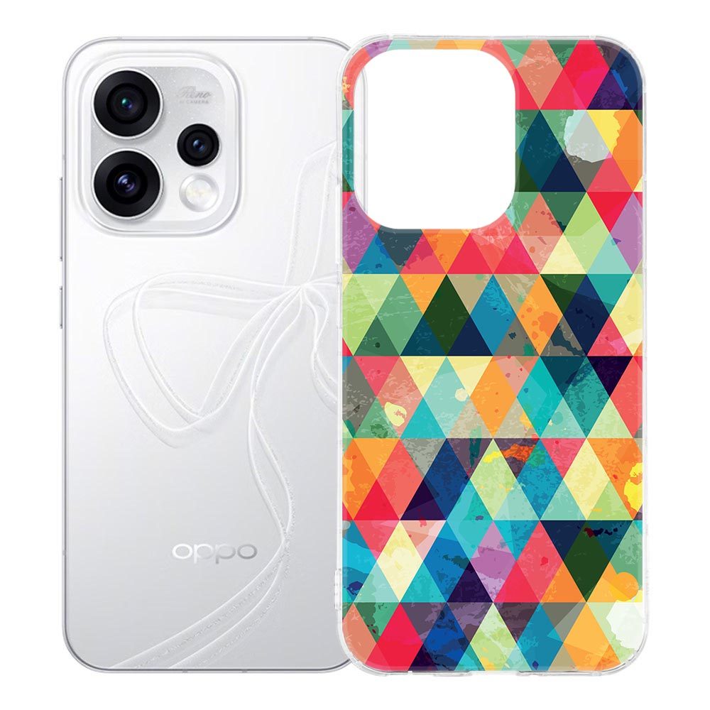Geruit hoesje voor OPPO Reno15 met meerkleurig ruitpatroon over de hele achterkant