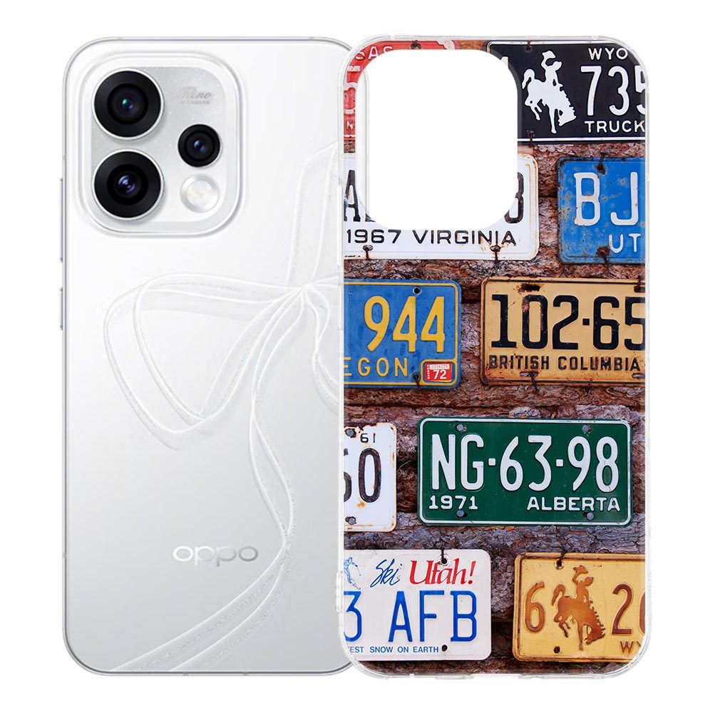 OPPO Reno15 siliconen hoesje Kentekenplaten met vintage platen in meerdere kleuren