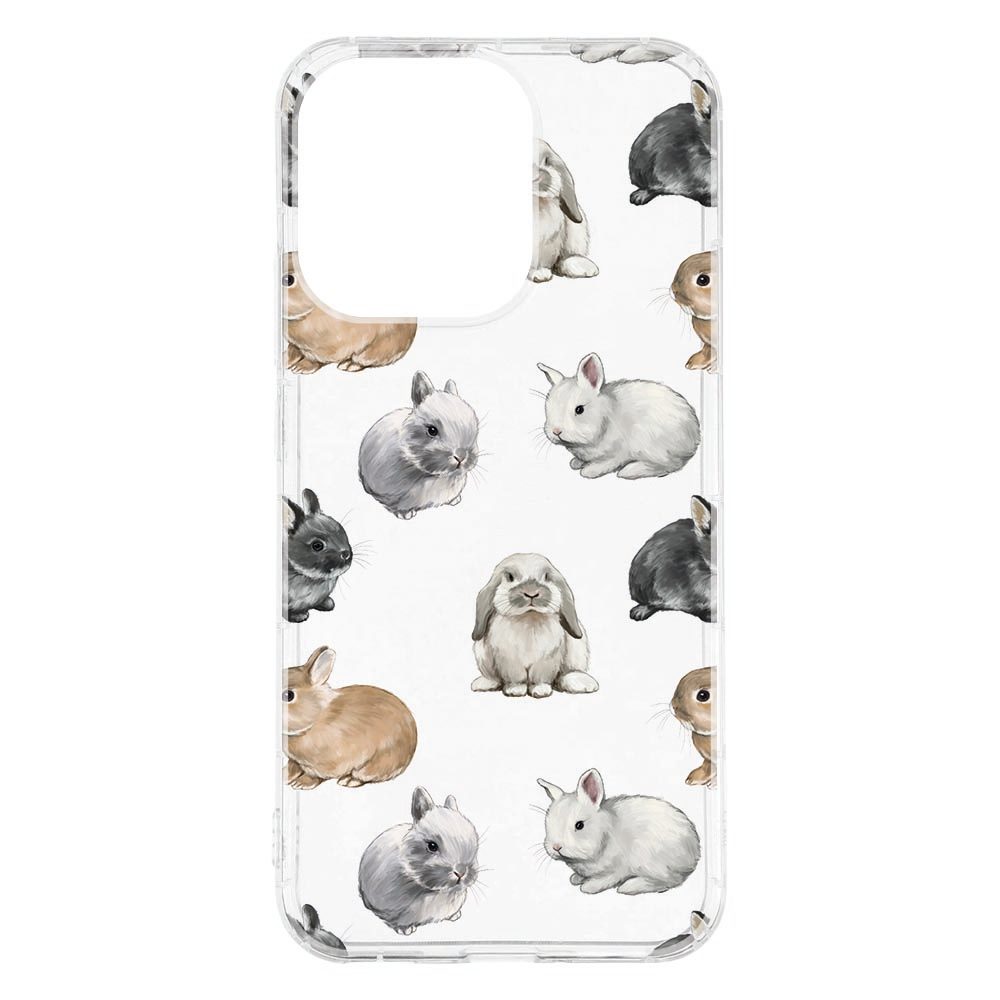 OPPO Reno15 met het Konijntjes hoesje eromheen, dierenprint van opzij gezien