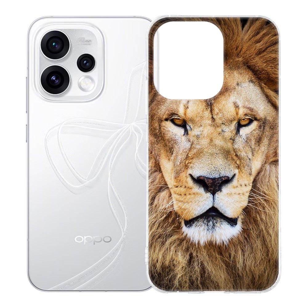 Hoesje OPPO Reno15 Leeuw met bruine leeuwenkop op zwarte ondergrond