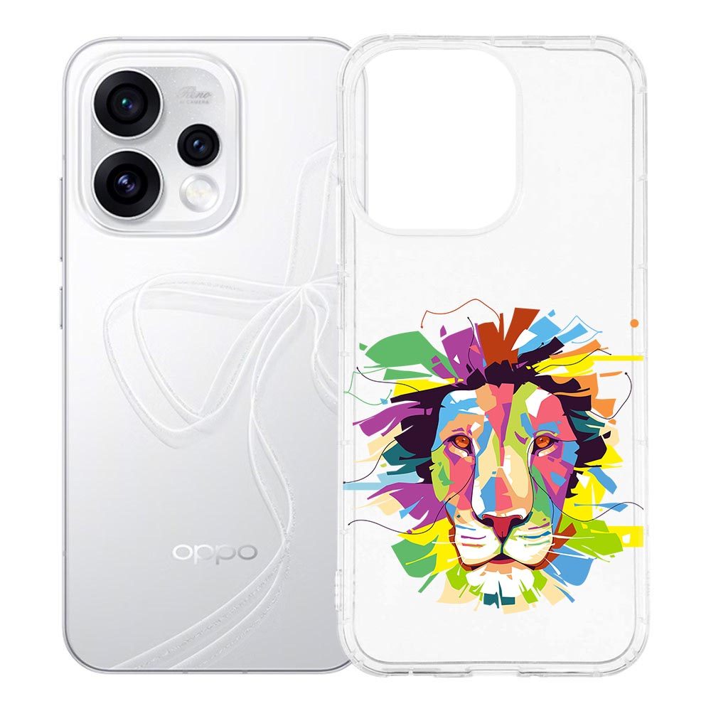 Siliconen hoesje Lion Color met kleurrijke leeuw, gemaakt voor de OPPO Reno15