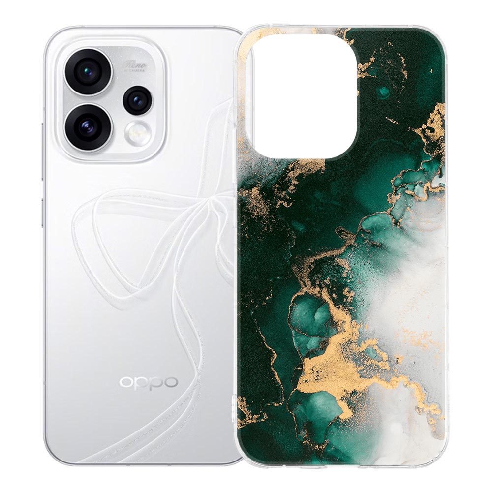 Groen marmerpatroon met witte aders op een OPPO Reno15 telefoonhoesje