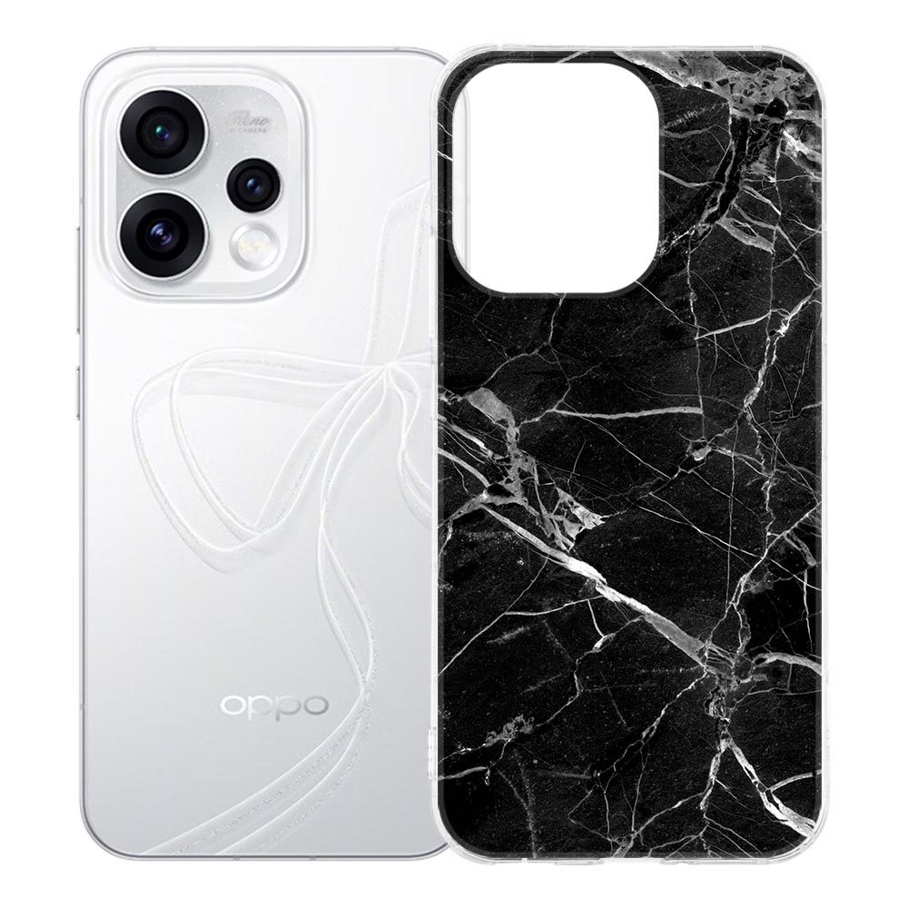OPPO Reno15 TPU hoesje Marmer Zwart met donkere marmerlook en lichte aders