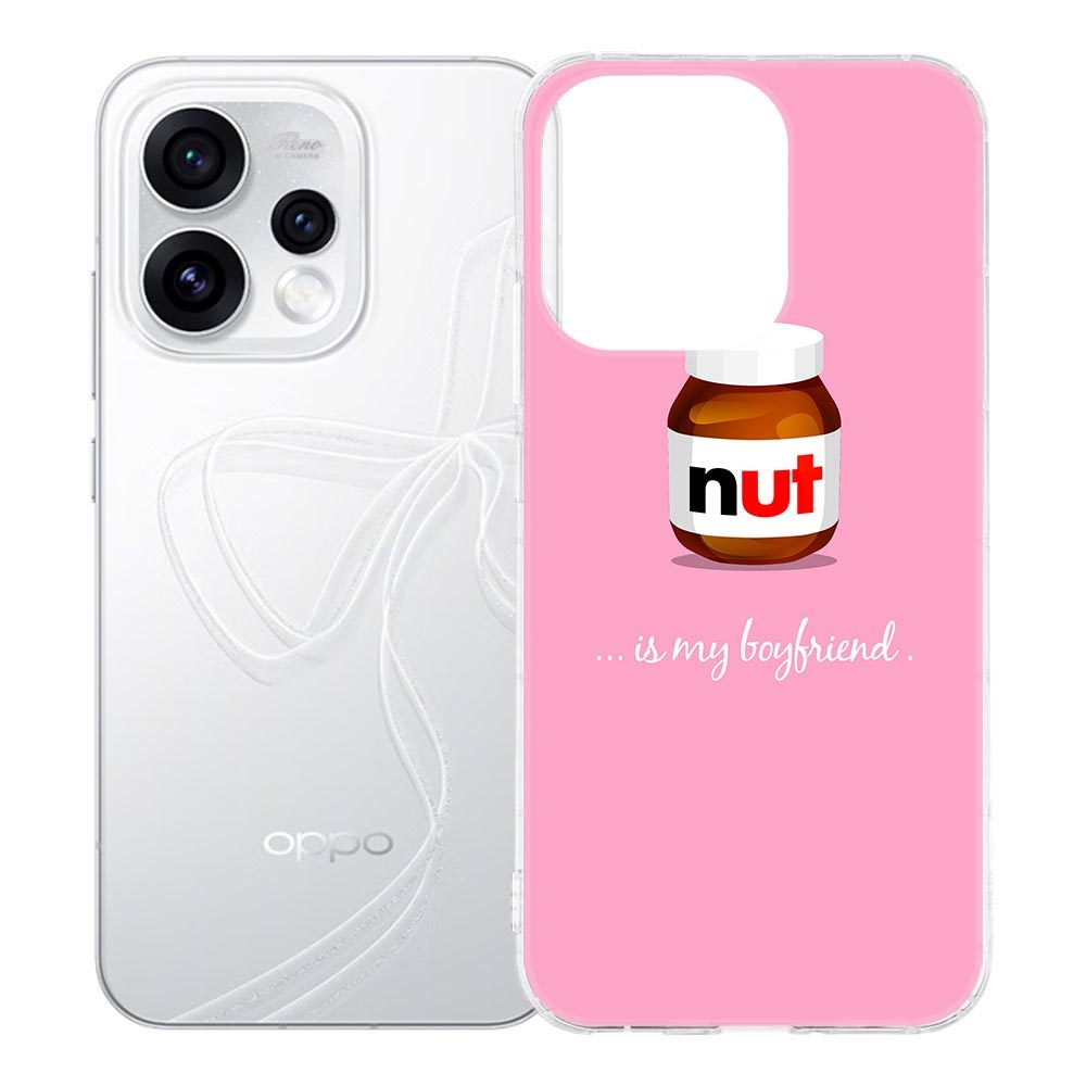 OPPO Reno15 siliconen hoesje Nut Boyfriend met grappige illustratie op roze